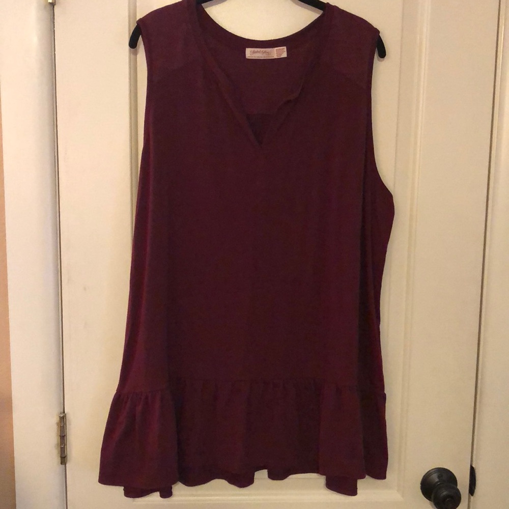Dark red sleeveless cotton stretch sleeveless top